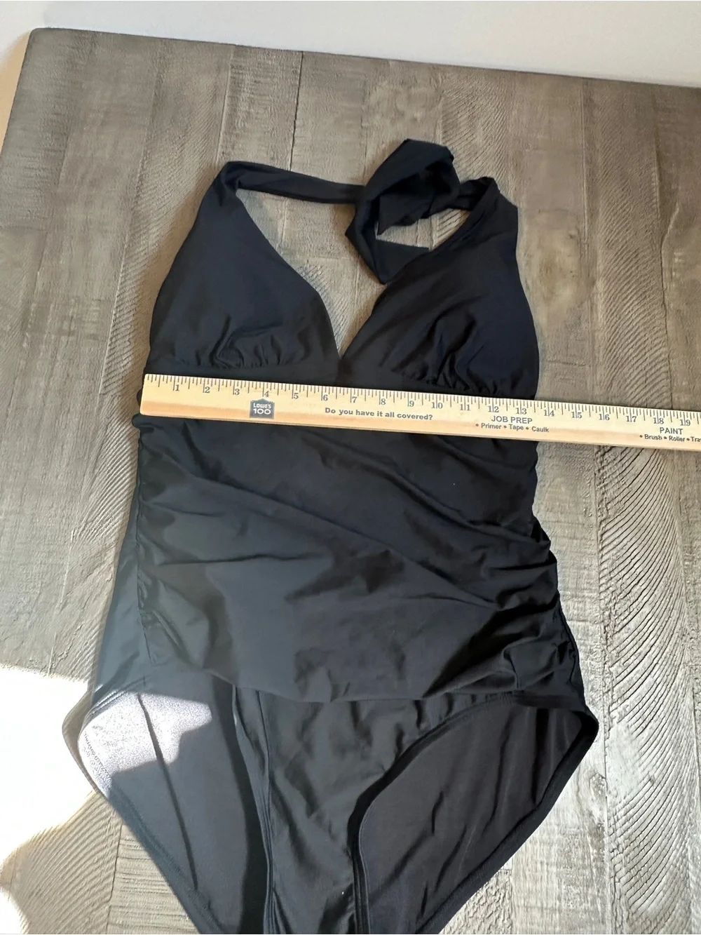NWT DKNY Womens Black Ruched Halter One Piece Swimsuit XL